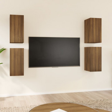 Dulapuri TV, 4 buc., stejar maro, 30,5x30x60 cm, lemn prelucrat - Img 1