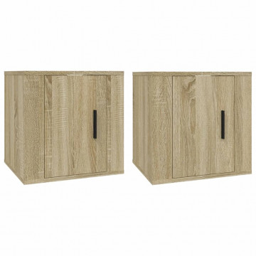 Dulapuri TV montate pe perete 2 buc stejar sonoma 40x34,5x40 cm - Img 2