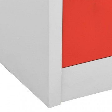 Dulapuri vestiar 2 buc. gri deschis și roșu 90x45x92,5 cm oțel - Img 6