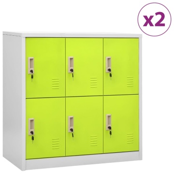Dulapuri vestiar 2 buc. gri deschis și verde 90x45x92,5 cm oțel - Img 1