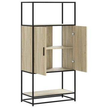 Dulapuru Stejar Sonoma 68x35x139 cm lemn și metal prelucrat - Img 6