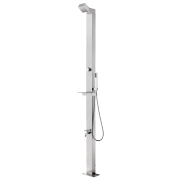 Duș de grădină cu bază gri, 225 cm, oțel inoxidabil - Img 3