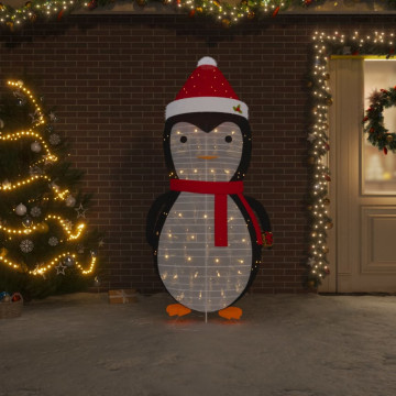 Figurină pinguin decorativă Crăciun, LED, 180 cm, țesătură lux - Img 1