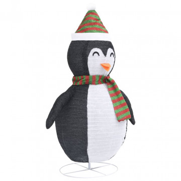 Figurină pinguin zăpadă decorativ Crăciun LED țesătură lux 90cm - Img 5