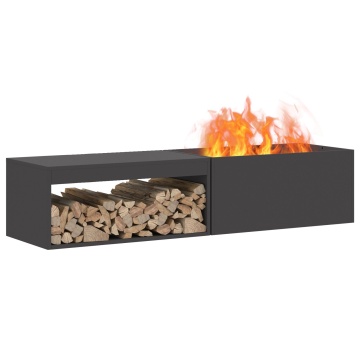 Foc cu Spațiu pentru Lemne Negru 160x45x35 cm Oțel - Img 3