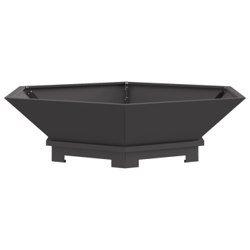 Foc Pit Hexagonal Negru 100x100x28 cm Oțel - Img 2