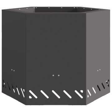 Focar Fără Fum Hexagonal Negru 58x58x51 cm Oțel - Img 4