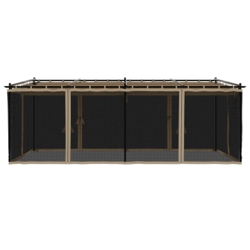 Foișor cu pereți din plasă, gri taupe, 6x3 m, oțel - Img 4