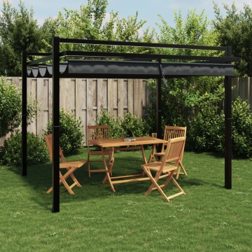 Foișor de grădină acoperiș retractabil antracit 3x3 m aluminiu - Img 1