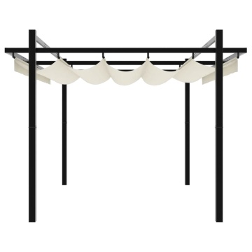 Foișor de grădină acoperiș retractabil crem 3x3 m aluminiu - Img 8