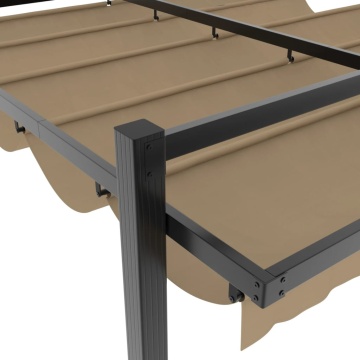 Foișor de grădină acoperiș retractabil gri taupe 3x3 m aluminiu - Img 6