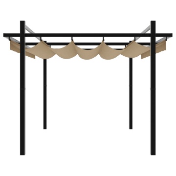 Foișor de grădină acoperiș retractabil gri taupe 3x3 m aluminiu - Img 8