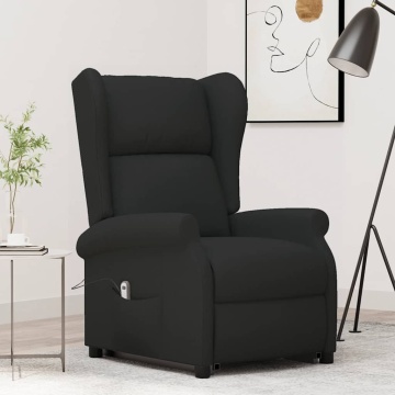 Fotoliu cu ridicare, negru, material textil - Img 1