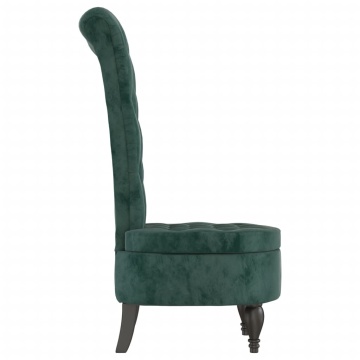 Fotoliu cu spătar înalt verde închis catifea design cu nasturi - Img 4