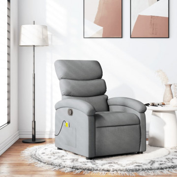 Fotoliu de masaj rabatabil, gri deschis, textil - Img 1