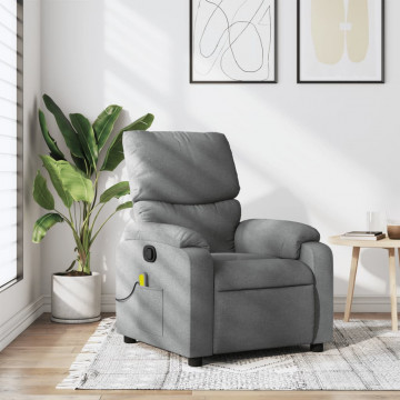 Fotoliu de masaj rabatabil, gri deschis, textil - Img 1