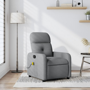 Fotoliu de masaj rabatabil, gri deschis, textil - Img 1