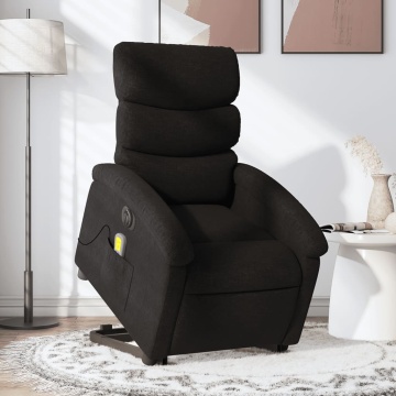 Fotoliu electric de masaj rabatabil cu ridicare, negru, textil - Img 1