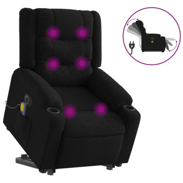 Fotoliu electric de masaj rabatabil cu ridicare, negru, textil - Img 2
