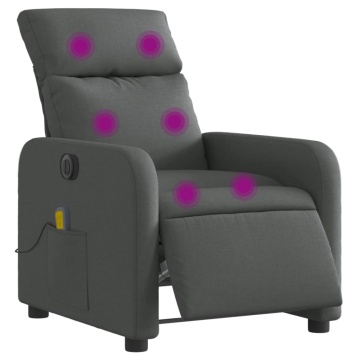 Fotoliu electric de masaj rabatabil, gri închis, textil - Img 3