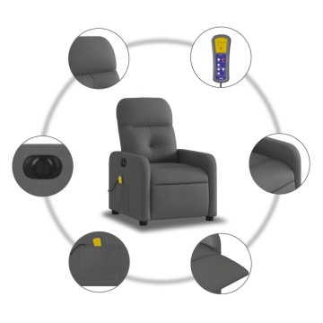 Fotoliu electric de masaj rabatabil, gri închis, textil - Img 6