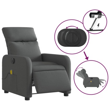 Fotoliu electric de masaj rabatabil, gri închis, textil - Img 5