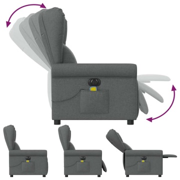 Fotoliu electric de masaj rabatabil, gri închis, textil - Img 6