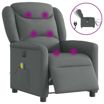 Fotoliu electric de masaj rabatabil, gri închis, textil - Img 1