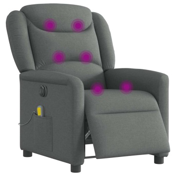 Fotoliu electric de masaj rabatabil, gri închis, textil - Img 3