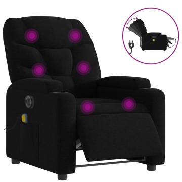 Fotoliu electric de masaj rabatabil, negru, textil - Img 2