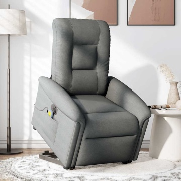 Fotoliu electric masaj rabatabil cu ridicare, gri închis textil - Img 2