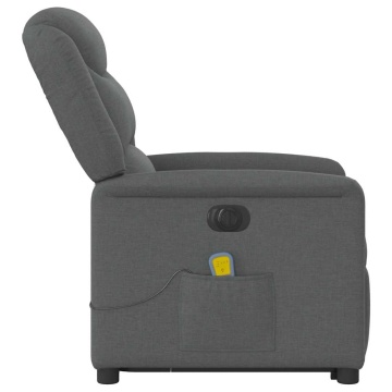 Fotoliu electric masaj rabatabil cu ridicare, gri închis textil - Img 5