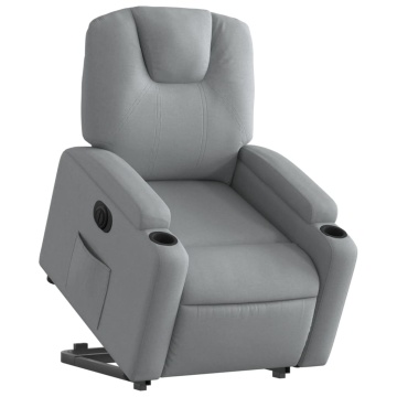 Fotoliu electric rabatabil cu ridicare, gri deschis, textil - Img 3