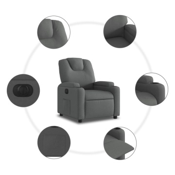 Fotoliu rabatabil electric, gri închis, material textil - Img 6