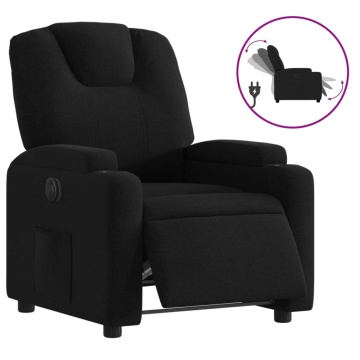 Fotoliu rabatabil electric, negru, material textil - Img 2