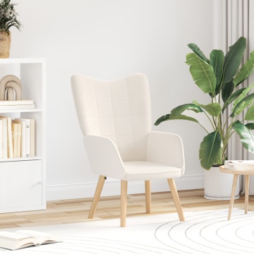 fotoliu relaxant crem din material asemănător lânii - Img 1