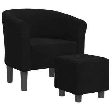 Fotoliu tip cuvă cu taburet, negru, material textil - Img 2