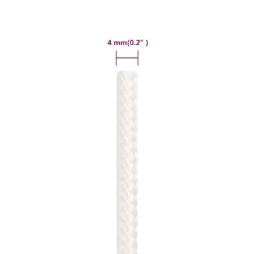 Frânghie de barcă, alb complet, 4 mm, 50 m, polipropilenă - Img 5