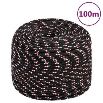 Frânghie de barcă, negru, 10 mm, 100 m, polipropilenă - Img 1