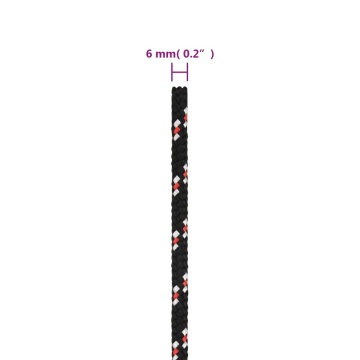 Frânghie de barcă, negru, 6 mm, 25 m, polipropilenă - Img 5