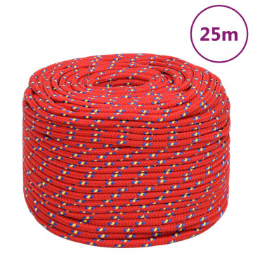 Frânghie de barcă, roșu, 6 mm, 25 m, polipropilenă - Img 1