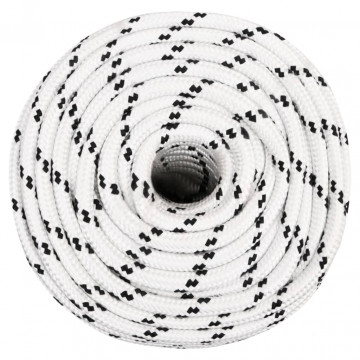Frânghie împletită pentru barcă, alb, 12 mm x 100 m, poliester - Img 2