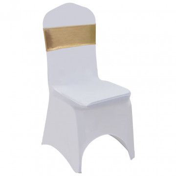 Fundă de scaun elastică, 25 buc., cataramă cu diamante, auriu - Img 1