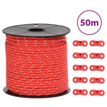Funie pentru cort cu benzi reflectorizante și chei, 50 m, 4 mm - Img 1