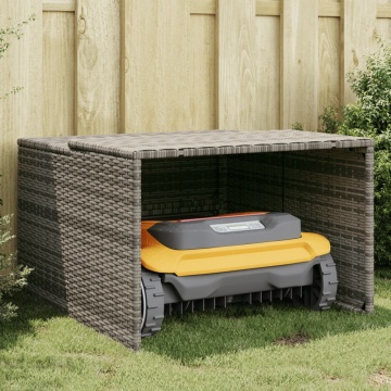 Garaj pentru mașina de tuns iarba, gri 86x90x52/57 cm poliratan - Img 1