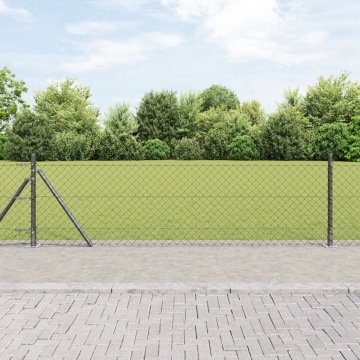 Gard cu lanț cu 13 stâlpi flanșați 0.6x25 m Oțel galvanizat - Img 1