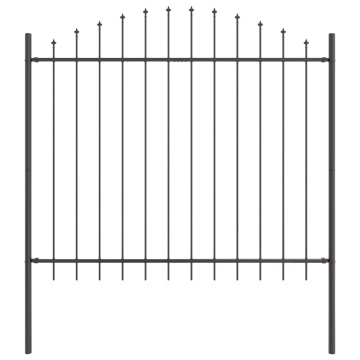 Gard cu vârf de arc Gri 1,7x1,5 m Oțel - Img 2