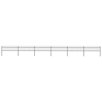 Gard de grădină cu vârf suliță, negru, 10,2 m, oțel - Img 1