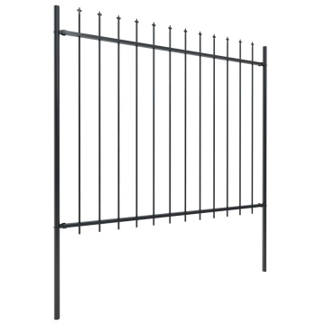 Gard de grădină cu vârf suliță, negru, 15,3 m, oțel - Img 2
