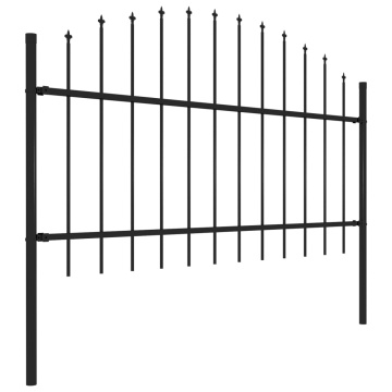 Gard de grădină cu vârf suliță, negru, 3,4 m, oțel - Img 3